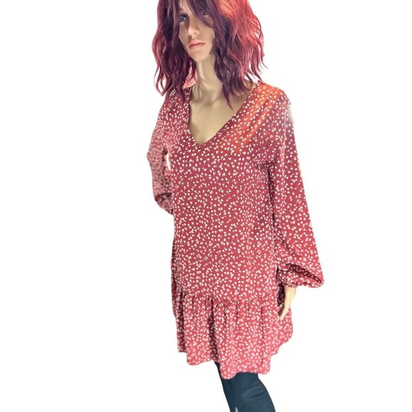 (5 for $25) ePretty Lantern Sleeve Ruffle‎ Tunic Dress size small NWT - Picture 2 of 6